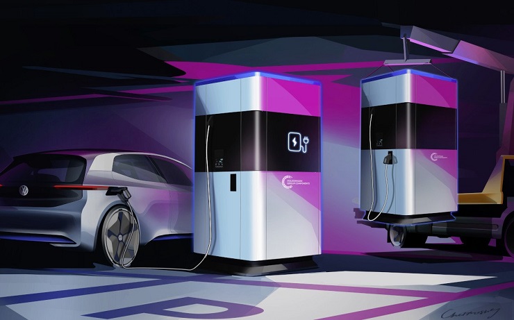 Volkswagen представил концепцию мобильных станций быстрой зарядки электромобилей