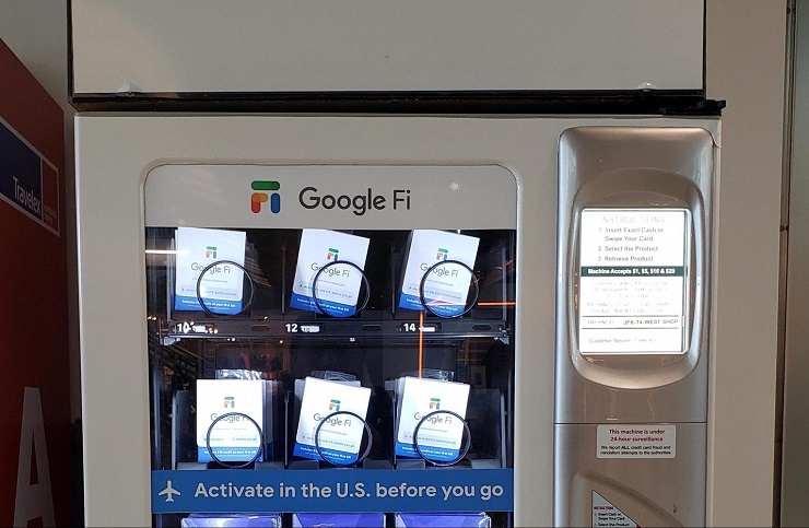 Купить туристическую сим-карту Google Fi теперь можно в вендинг автоматах