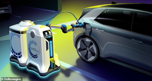 Volkswagen разрабатывает мобильных зарядных роботов для электромобилей 
