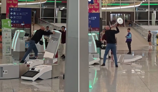 Британский турист разбил киоски саморегистрации в аэропорту Гонконга