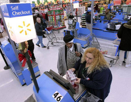 Wal-Mart Stores не может полностью перейти на кассы самообслуживания