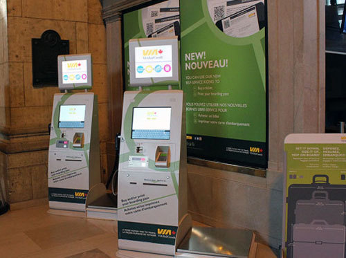 VIA Rail Canada установила 33 киоска самообслуживания на своих станциях в Канаде
